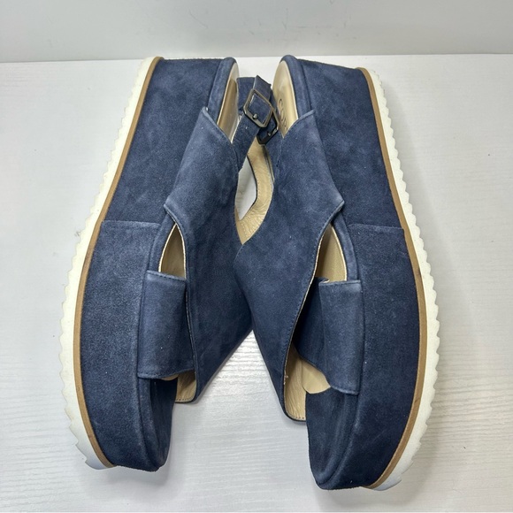 Cordani Kaylee Slingback Wedge Platform Navy Suede Criss Cross Strap Sz 41 EU - Picture 10 of 15